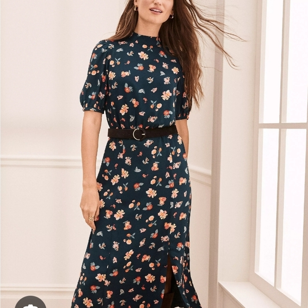 Ann Taylor Floral On Green Midi Dress Size 4 NWT (5937)